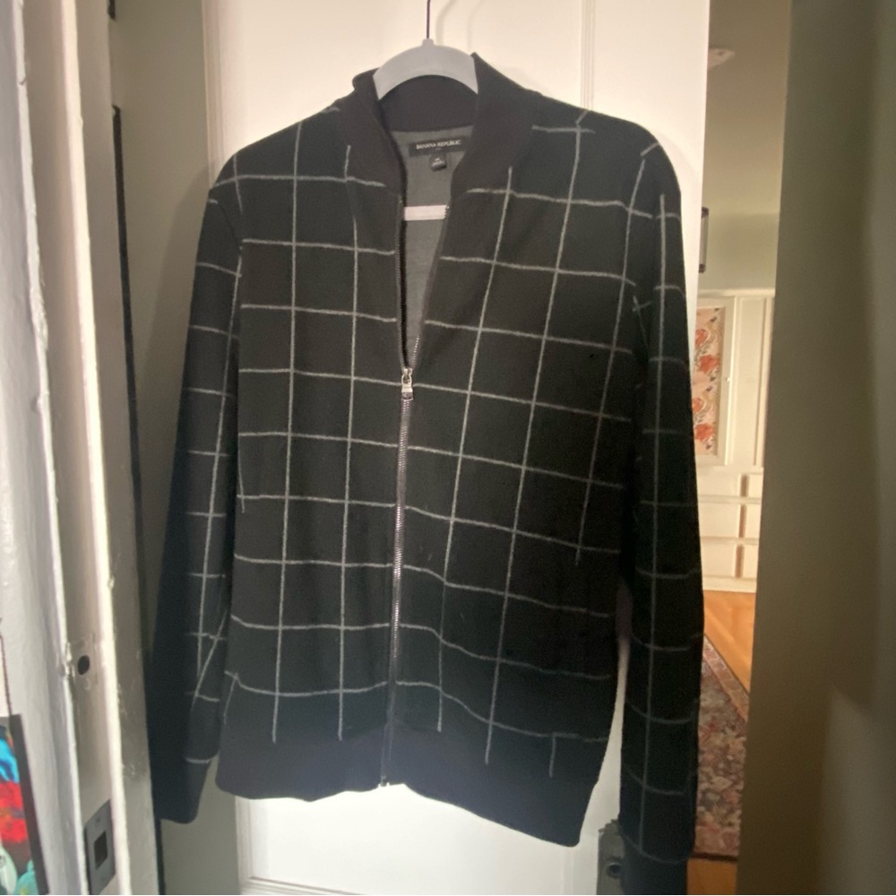 Banana Republic light black jacket with small light pinstripes.size M